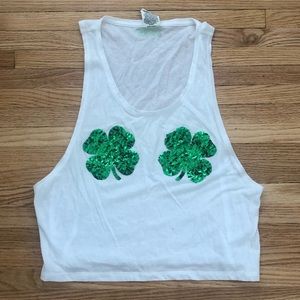 Victoria’s Secret PINK sequin shamrock crop top xs